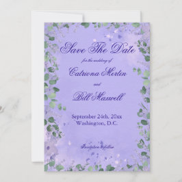 Invitation Elegant Purple Florals Wedding Save The Date Card
