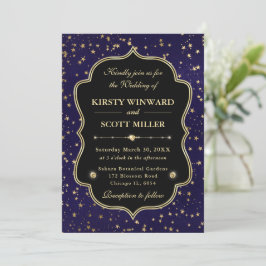 Invitation Elegant Purple & Gold Celestial Starry Wedding
