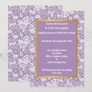 INVITATION ÉLÉGANT PURPLE GOLD LACE MARIAGE
