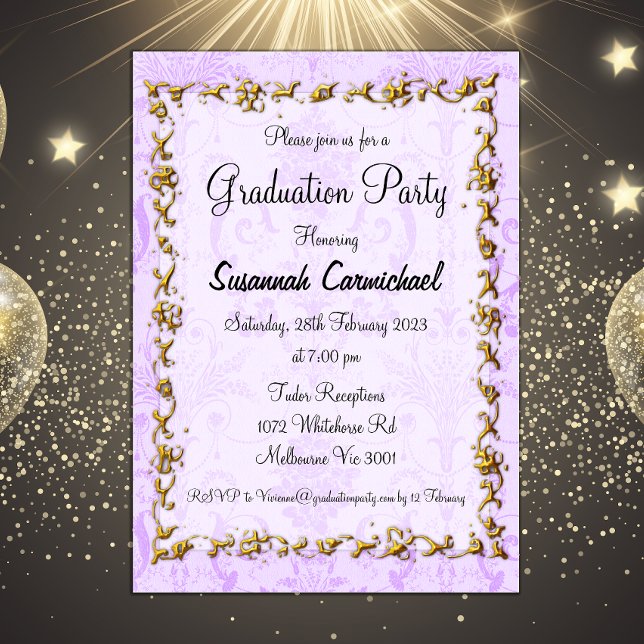 Invitation Élégant Purple Graduation Party (Créateur téléchargé)