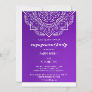 Invitation Élégant Purple Paisley Indian Engagement Party