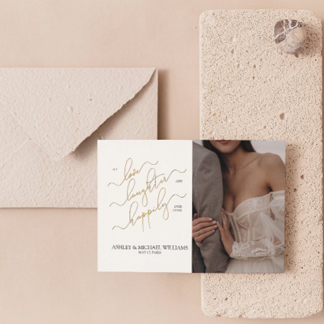 Invitation Élégant QR Code 2 Script Photo Happy Jamais Après (United in Love! Now, Let's Share Laughter and Happily Ever After. Join Our Celebration! 💕🎉 )