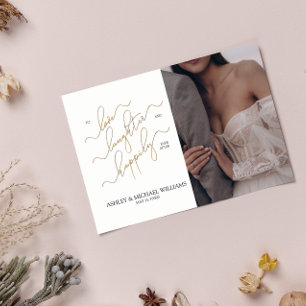 Invitation Élégant QR Code 3 Script Photo Happy Jamais Après