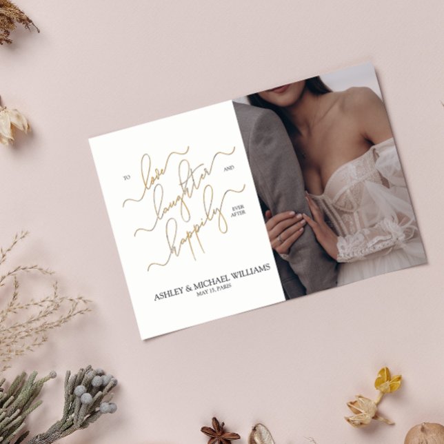 Invitation Élégant QR Code 3 Script Photo Happy Jamais Après (United in Love! Now, Let's Share Laughter and Happily Ever After. Join Our Celebration! 💕🎉)