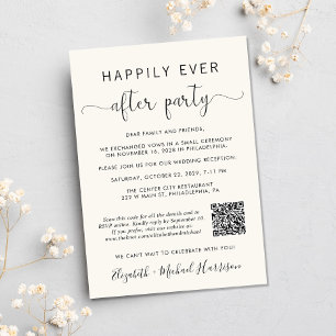 Invitation Elégant QR Code Photo Cream Wedding Réception