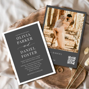 Invitation Élégant QR Code photo minimaliste moderne Mariage