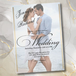 Invitation Elégant QR Code RSVP Photo Mariage moderne