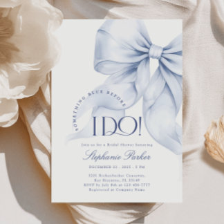 Invitation Élégant quelque chose de Blue Bow Fête des mariées