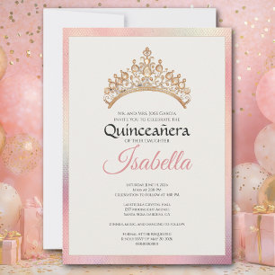 Invitation Élégant Quinceanera 15e Anniversaire Rose