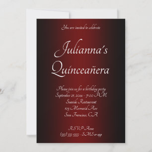 Invitation Élégant Quinceañera ombré noir et bordeaux