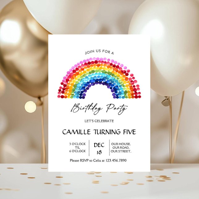Invitation Elegant Rainbow Birthday party (Créateur téléchargé)