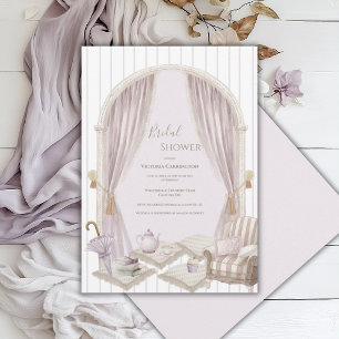 Invitation Élégant Rayure Violette Enterrement de Vie de Jeun