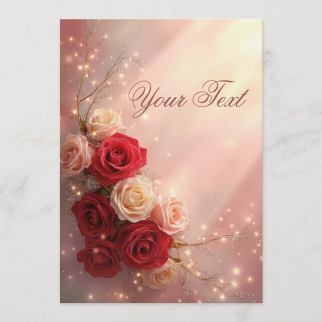 Invitation Elegant Red and Pink Fantasy Wedding Roses (Devant)