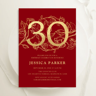 Invitation Elégant Red Gold 30e anniversaire