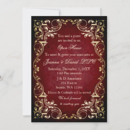 Invitation Élégant Red Gold Business Party