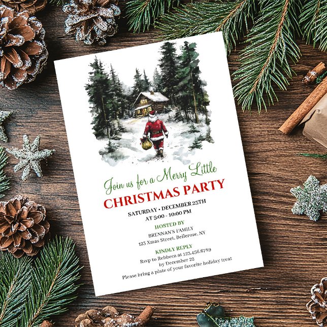 Invitation Elegant Red Green Holiday Scene Christmas Invite (Elegant Red Green Holiday Scene Christmas Invite)