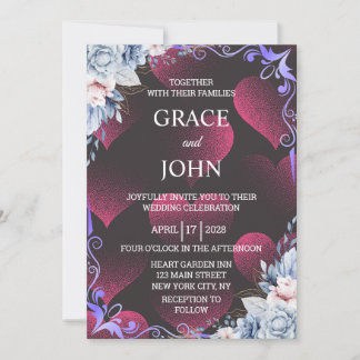 Invitation Elegant Red Heart Wedding 