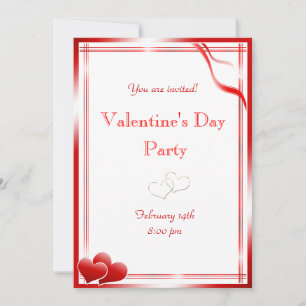 Invitation Elegant Red hearts Valentine's Day Party