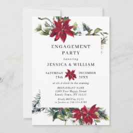 Invitation Elégant Red Poinsettia Aquarelle PARTICIPANT