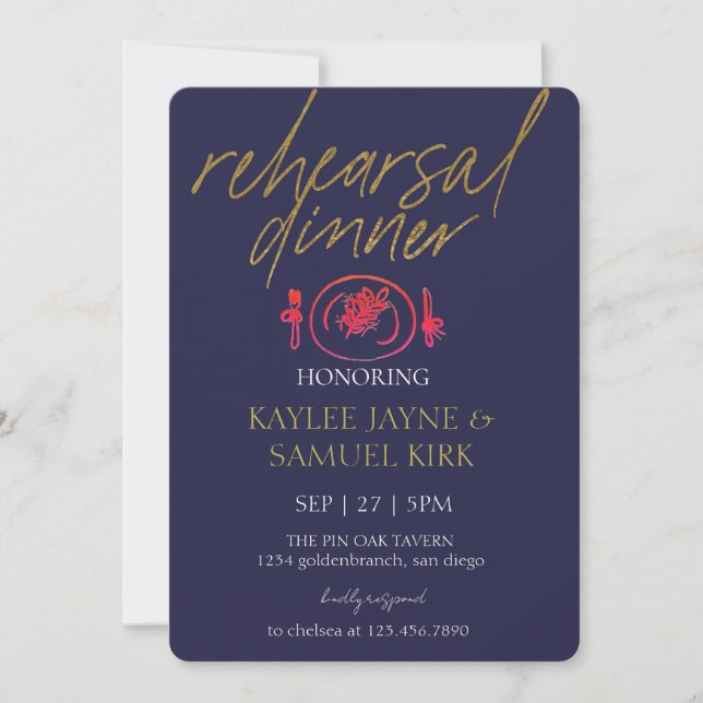 Invitation Elegant Rehearsal Dinner (Devant)