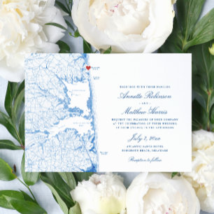 Invitation Elégant Rehoboth Beach Delaware Map Mariage