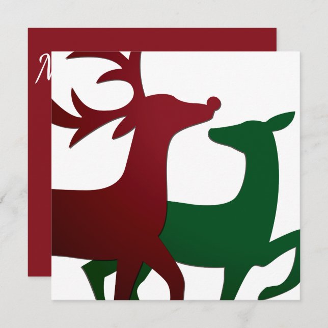 Invitation Élégant renne (Devant / Derrière)