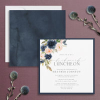 Élégant repas de mariée floral bleu bleu marine