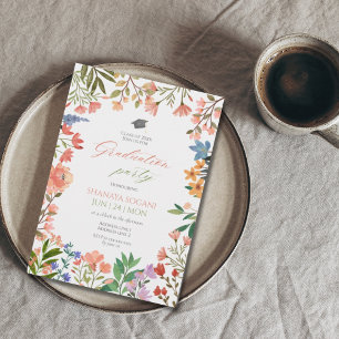 Invitation Élégant ressort fleur sauvage jardin graduation