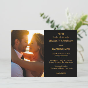 Invitation Elégant retour & or chic photo mariage romantique