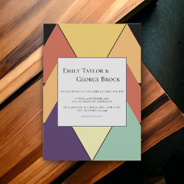 Invitation Elégant Retro Abstrait Géométrique Mariage élégant