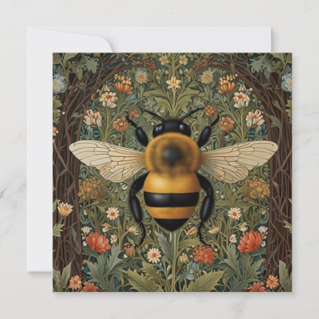 Invitation Elégant rétro bumblebee boho botanique floral art (Devant)