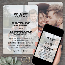 Invitation Élégant Retro Monogram Overlay 2 Mariage photo