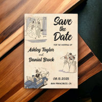 Elégant Retro Retro Mariage comique Enregistrer la