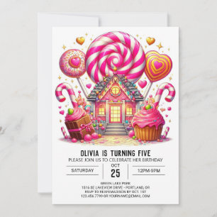 Invitation Elégant rêve Candyland Digital Anniversaire