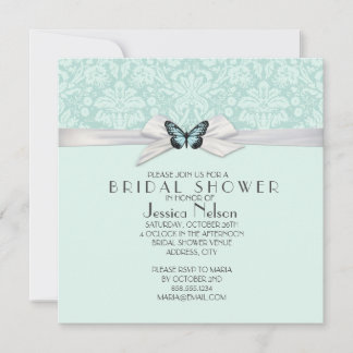 Invitation Elégant rêve Turquoise Floral Damask Fête des mari