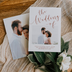 Invitation Élégant roman   Terracotta Deux Mariages photo