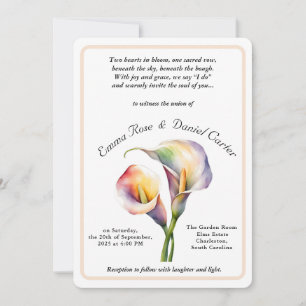 Invitation Elégant romantique Calla Lily Aquarelle douce Past