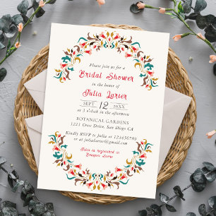 Invitation Élégant Romantique Moderne Couronne Florale Shower