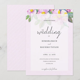 Invitation Elégant Romantique Peach Flowers Aquarelle Art