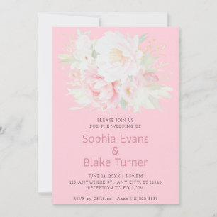 Invitation Élégant Romantique Rose Floral Pastel Rose Mariage