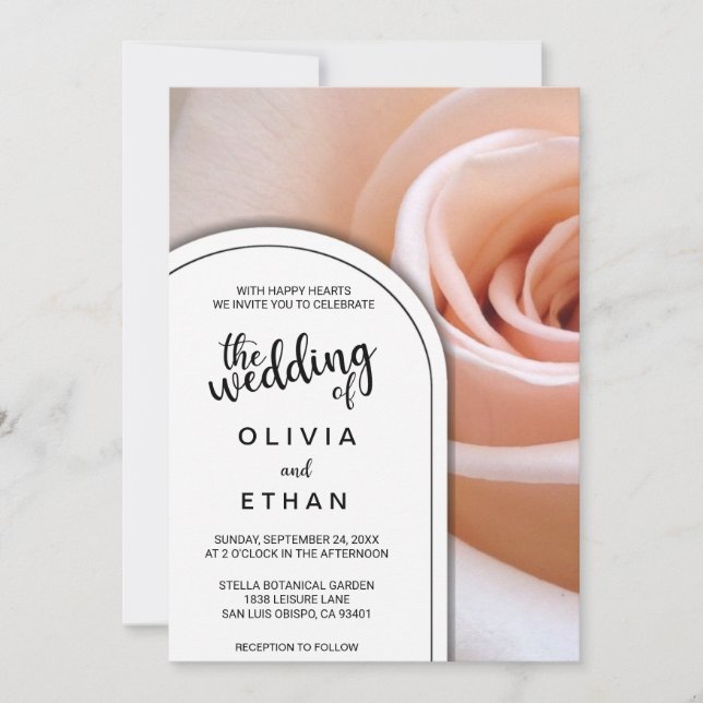Invitation Elégant romantique rose rose rose Mariage floral I (Devant)