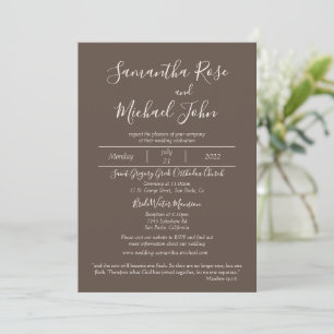 Invitation Élégant romantique Scripts ivoire Cèdre Mariage Br