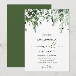 Invitation Elégant & Romantique Verdure Ivy et Sage Mariage