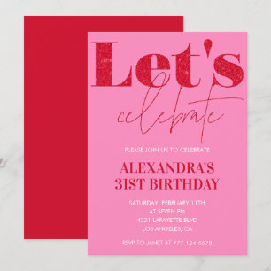 Invitation Elégant rose 31e anniversaire Parties scintillant 