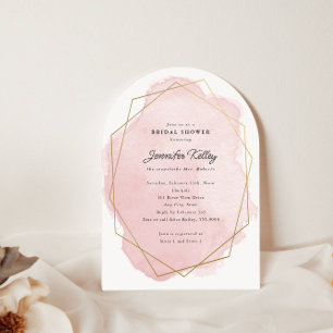 Invitation Elégant rose Aquarelle Fête des mariées Arché