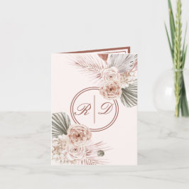 Invitation Elégant rose Aquarelle Floral Monogram Mariage
