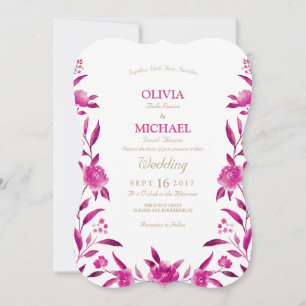 Invitation Elégant rose Aquarelle florale Chinoiserie Mariage