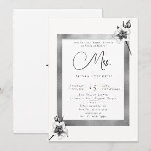 Invitation Elégant Rose Argent Noël Futur Mme Shower