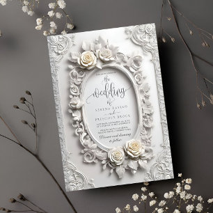 Invitation Élégant Rose Art Nouveau Frame Mariage