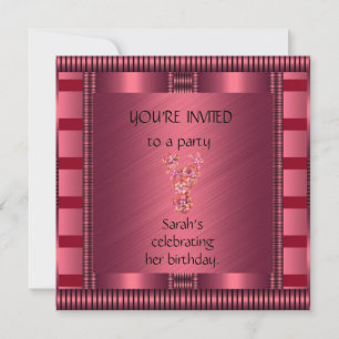 Invitation Elegant Rose Black Stripe